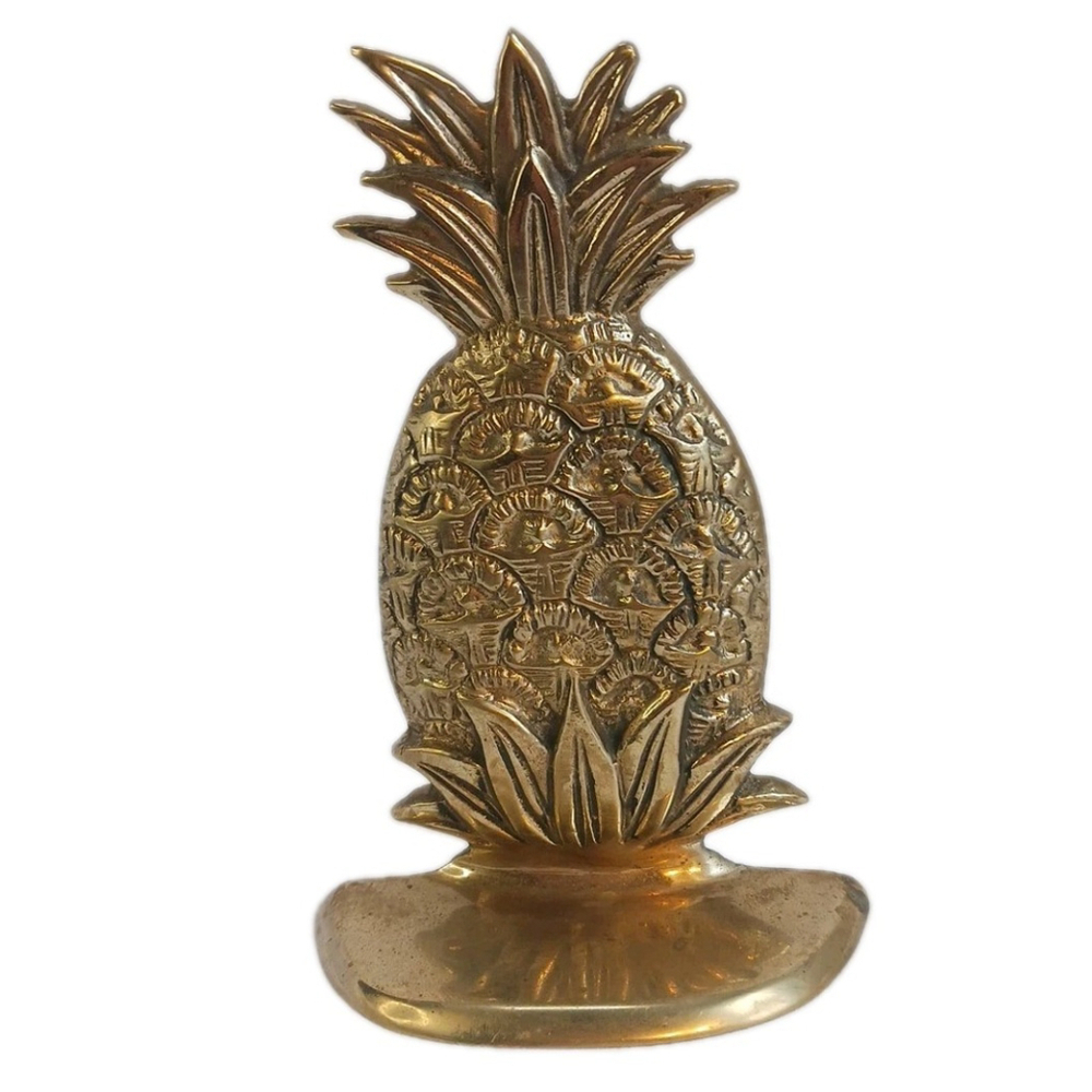 Brass Pineapple Statue Figurine Home Decor MCM Paperweight